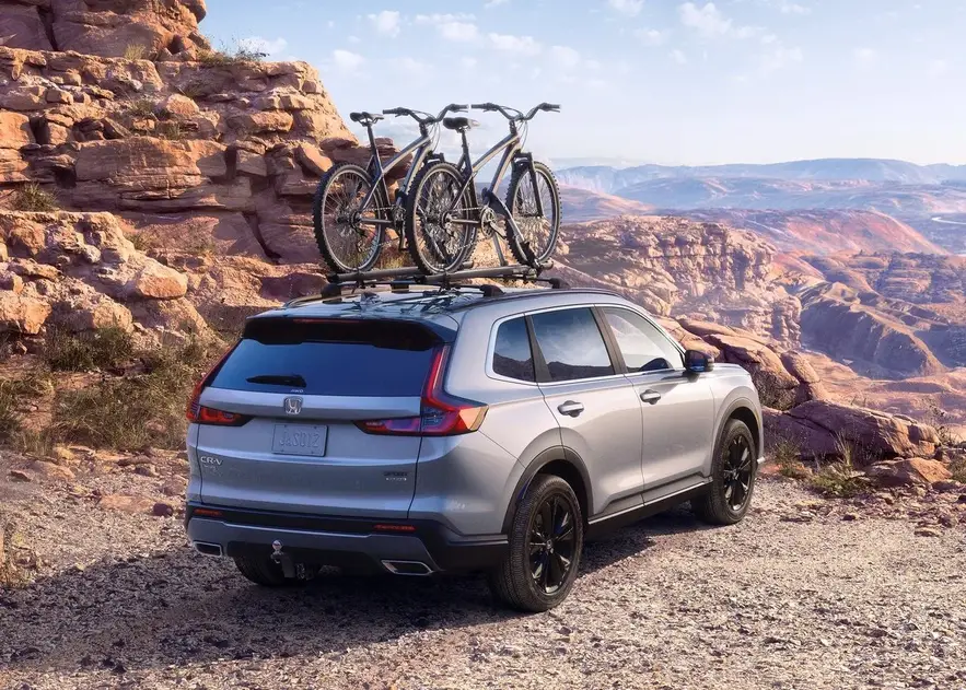 Honda CR-V on Solar Silver Metallic with bike on the roof